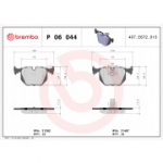Piduriklotsi komplekt, ketaspidur BREMBO P 06 044