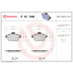 Piduriklotsi komplekt, ketaspidur BREMBO P 61 046