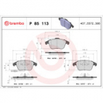 Piduriklotsi komplekt, ketaspidur BREMBO P 85 113