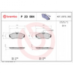 Piduriklotsi komplekt, ketaspidur BREMBO P 23 084