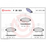 Piduriklotsi komplekt, ketaspidur BREMBO P 28 023