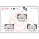 Piduriklotsi komplekt, ketaspidur BREMBO P 83 102