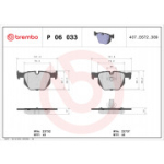 Piduriklotsi komplekt, ketaspidur BREMBO P 06 033X