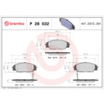 Piduriklotsi komplekt, ketaspidur BREMBO P 28 032