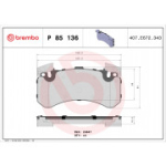 Piduriklotsi komplekt, ketaspidur BREMBO P 85 136