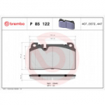 Piduriklotsi komplekt, ketaspidur BREMBO P 85 122