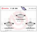 Piduriklotsi komplekt, ketaspidur BREMBO P 28 036