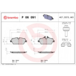 Piduriklotsi komplekt, ketaspidur BREMBO P 06 091