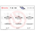 Piduriklotsi komplekt, ketaspidur BREMBO P 83 159