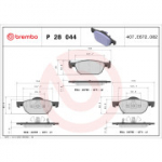 Piduriklotsi komplekt, ketaspidur BREMBO P 28 044