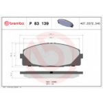 Piduriklotsi komplekt, ketaspidur BREMBO P 83 139