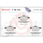Piduriklotsi komplekt, ketaspidur BREMBO P 86 015