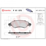 Piduriklotsi komplekt, ketaspidur BREMBO P 61 070