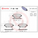 Piduriklotsi komplekt, ketaspidur BREMBO P 83 148