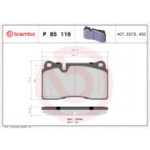 Piduriklotsi komplekt, ketaspidur BREMBO P 85 116