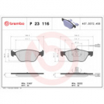 Piduriklotsi komplekt, ketaspidur BREMBO P 23 116