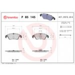 Piduriklotsi komplekt, ketaspidur BREMBO P 85 145