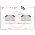 Piduriklotsi komplekt, ketaspidur BREMBO P 23 117