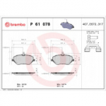 Piduriklotsi komplekt, ketaspidur BREMBO P 61 078