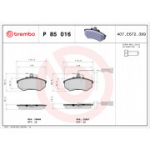 Piduriklotsi komplekt, ketaspidur BREMBO P 85 016