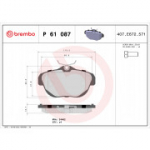 Piduriklotsi komplekt, ketaspidur BREMBO P 61 087