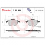 Piduriklotsi komplekt, ketaspidur BREMBO P 85 026