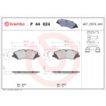 Piduriklotsi komplekt, ketaspidur BREMBO P 44 024