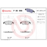 Piduriklotsi komplekt, ketaspidur BREMBO P 85 098X