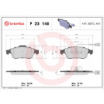 Piduriklotsi komplekt, ketaspidur BREMBO P 23 148
