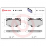 Piduriklotsi komplekt, ketaspidur BREMBO P 83 025