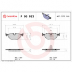 Piduriklotsi komplekt, ketaspidur BREMBO P 06 023