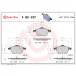 Piduriklotsi komplekt, ketaspidur BREMBO P 85 037