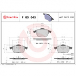 Piduriklotsi komplekt, ketaspidur BREMBO P 85 045