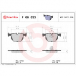 Piduriklotsi komplekt, ketaspidur BREMBO P 06 033