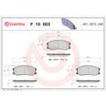 Piduriklotsi komplekt, ketaspidur BREMBO P 10 003