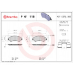 Piduriklotsi komplekt, ketaspidur BREMBO P 61 118