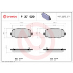 Piduriklotsi komplekt, ketaspidur BREMBO P 37 020