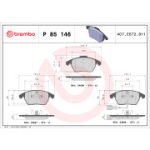 Piduriklotsi komplekt, ketaspidur BREMBO P 85 146X