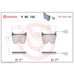 Piduriklotsi komplekt, ketaspidur BREMBO P 85 152X