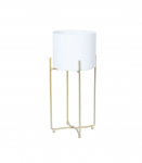 Lillepostament DEIA WHITE M 21,5x20,5xH47cm, valge/kuldne