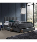 Voodi GRACE 160x200cm, madratsiga HARMONY DUO, tumehall