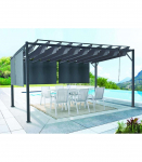 3x4m Bioclimatic Garden Pergola with Retractable Canopy and 4 Awnings
