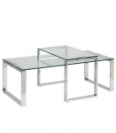Diivanilauad 2tk KATRINE 115x155xH35cm, 69x40xH40cm, klaas, kroomitud teras
