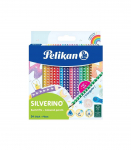 Pelikan v&auml;rvipliiats, Silverino, kolmnurkne, SOFT, peenike, 24 v&auml;rvi