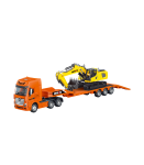 Truck with Trailer Tow Truck Metal Excavator Huina Orange 1:50