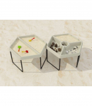 MASTERKIDZ Sześciokątny Stolik Do Zabawy Piaskiem i Wodą 2 Komory Regulowana Wysokość