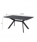 S&ouml;&ouml;gilaud EDDY 160/220x90xH76cm, hall, melamiin, metalljalad