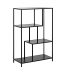 Riiul SEAFORD 77x35xH114cm, 3x, riiulid: must saare melamiin, raam: must metall