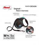 Flexi Automatic leash Black Design M 5 m, Blue
