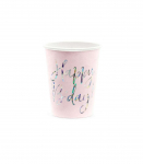 PartyDeco, papist tops 220 ml, 6 tk, Happy Birthday